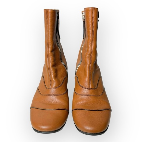 Chloé Lexie Seamed Leather Short Boot in Tan 36 - Picture 3 of 12